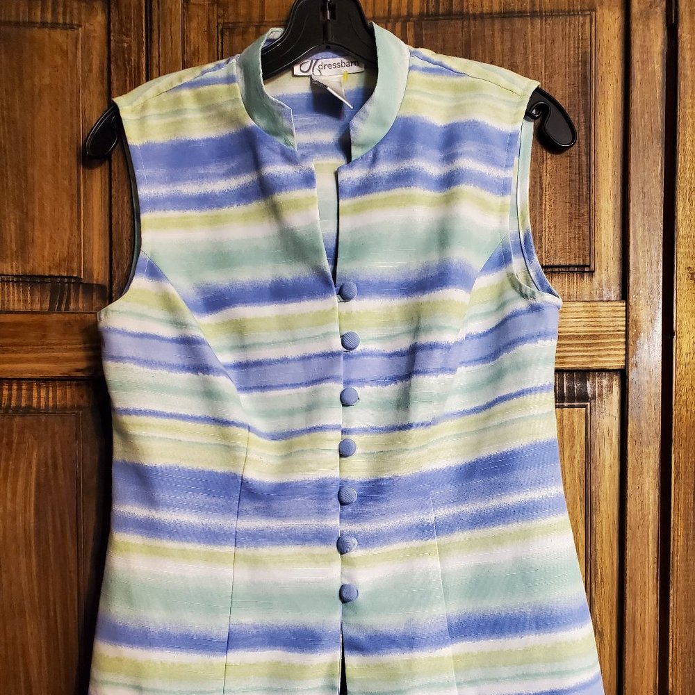 Dress Barn Sleeveless Button Up Colorful Top 6